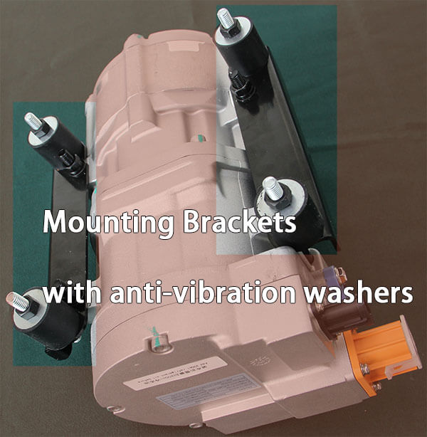 electric truck compressor with mounting brackets and anti-vibration washers