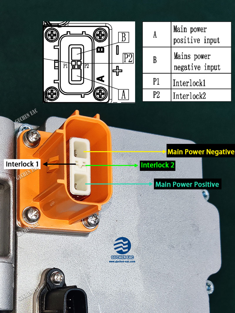 high voltage connector pins in electric compressor