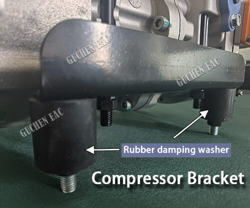 compressor bracket with rubber damping washer